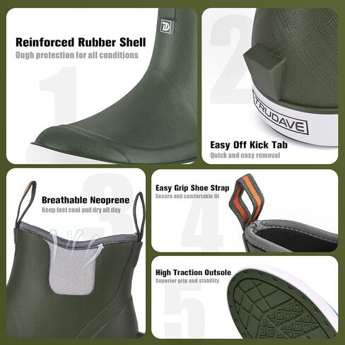 Trudave Women's Deck Boots, Anti-slip Ankle Rain Boot for Women Fishing Boots Waterproof Rubber Garden Shoes for Fishing, Farming & Outdoor Work, Size 6-11 in Saudi Arabia