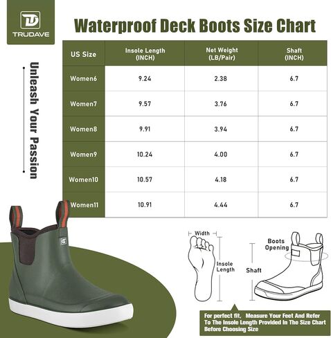 Trudave Women's Deck Boots, Anti-slip Ankle Rain Boot for Women Fishing Boots Waterproof Rubber Garden Shoes for Fishing, Farming & Outdoor Work, Size 6-11 in Saudi Arabia