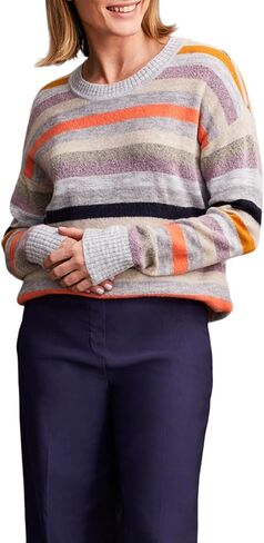 Tribal Women's Soft Yarn Crew Neck Vibrant Multicolor Stripes Sweater in Kuwait