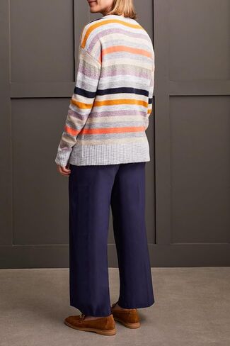 Tribal Women's Soft Yarn Crew Neck Vibrant Multicolor Stripes Sweater in Kuwait