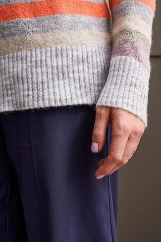 Tribal Women's Soft Yarn Crew Neck Vibrant Multicolor Stripes Sweater in Kuwait