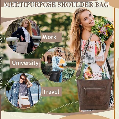 VX VONXURY Crossbody Bag for Women, Trendy Vegan Leather Shoulder Bag, Designer Bucket Bag with 2PCS Adjustable Straps in Kuwait
