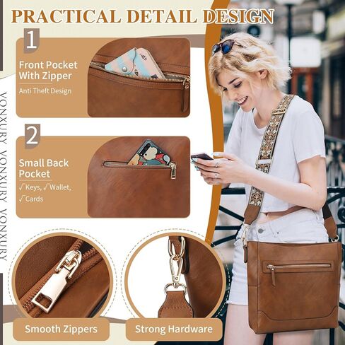 حقيبة كروس VX VONXURY للنساء، حقيبة كتف عصرية من الجلد النباتي، حقيبة دلو مصممة مع قطعتين من الأشرطة القابلة للتعديل in Kuwait