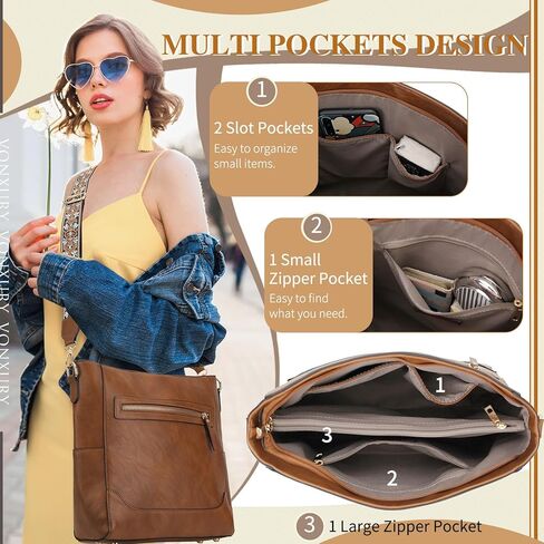 حقيبة كروس VX VONXURY للنساء، حقيبة كتف عصرية من الجلد النباتي، حقيبة دلو مصممة مع قطعتين من الأشرطة القابلة للتعديل in Kuwait