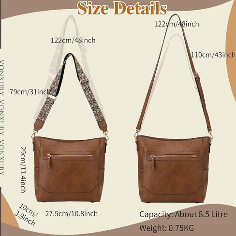 حقيبة كروس VX VONXURY للنساء، حقيبة كتف عصرية من الجلد النباتي، حقيبة دلو مصممة مع قطعتين من الأشرطة القابلة للتعديل in Kuwait