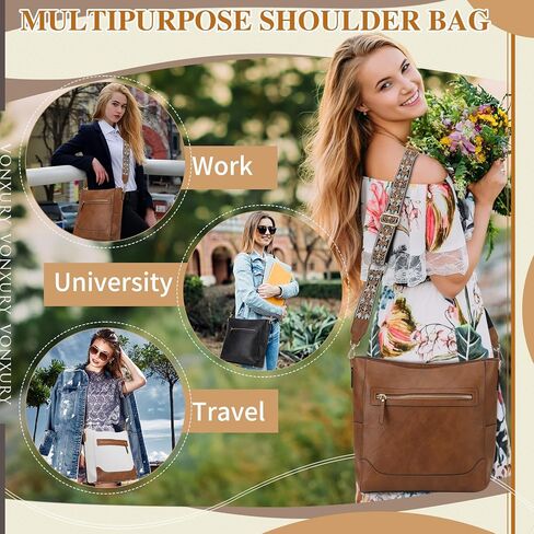 حقيبة كروس VX VONXURY للنساء، حقيبة كتف عصرية من الجلد النباتي، حقيبة دلو مصممة مع قطعتين من الأشرطة القابلة للتعديل in Kuwait