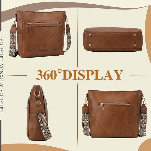 حقيبة كروس VX VONXURY للنساء، حقيبة كتف عصرية من الجلد النباتي، حقيبة دلو مصممة مع قطعتين من الأشرطة القابلة للتعديل in Kuwait