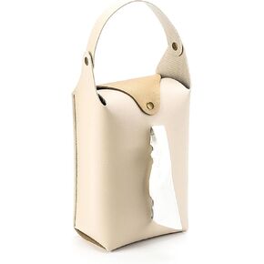 BoAn Car Tissue Holder,Leather Tissue Holder,Tissue Box for Car Backseat(Beige)