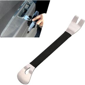 1 PC Car Interior Detach Rocker, Stainless Steel Door Panel Dashboard Radio Audio Navigation Installation Program Car Panel Detach Wrench, Comfort Grip Accessories (Silver & Black)