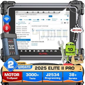 2025 Autel MaxiSys Elite II PRO Scanner, 2-Year Update ($2590) Elite 2 Pro with MV108S, Same as MS919 MS909, Up of Elite II MS908S PRO, Motor TruSpeed, J2534 ECU Programming & Coding, CAN FD DoIP