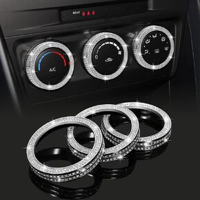 TOMALL Bling Car AC Knob Covers Compatible with Mazda CX5 CX3 Miata Center Console Air Conditioning Knob Button Cover Radio Button Cover Air Conditioner Cover Trims Interior Ring Decorations for Car