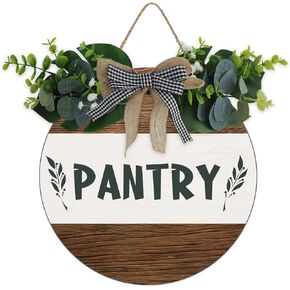 Pantry Wood Sign Plaque Round Wooden Hanging Wreath Decor for Farmhouse Front Door Porch Decorations Outdoor&Indoor 12x12 Inch (Type-2) in Saudi Arabia