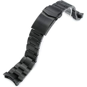 22mm DLC Black Watch Band compatible with Seiko SKX007 SKX009, Super-O Boyer 316L SS