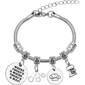 Mwphuy Baker Gift Baking Bracelet Birthday Gift for Women Baker Baking Lovers Gift Ideas Jewelry Baker Pastry Chef Graduation Gift for Culinary Student Where There's A Whisk There's A Way