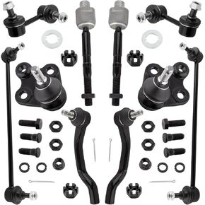 BOXI 10pcs Front & Rear Sway Bar Links + Inner & Outer Tie Rods+ Lower Ball Joints Fit for Honda Civic for Acura ILX 2013 2014 2015 | EV800906 K500234 ES800912 ES800913 K750605 K750604 K750125 K750126