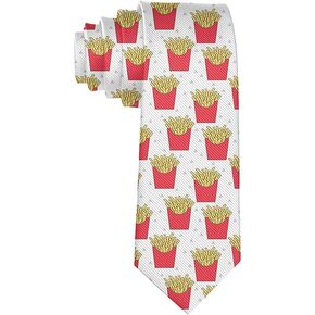 COLORFULSKY Tie Funny Neckties French Fries Fashion Wide Novelty Neck Ties For Men teen