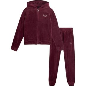 bebe Girl's Sweatsuit Set - 2 Piece Velour Zip Sweatshirt and Jogger Sweatpants - Youth Tracksuit Set for Girls (7-12)
