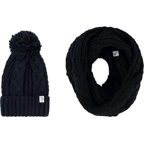 يو اس بولو اسن. مجموعة قبعة ووشاح للسيدات، قبعة شتوية متماسكة مع كابل أيسلندا بوم ووشاح إنفينيتي in Kuwait