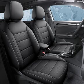 HKZ Custom Fit Tacoma Car Seat Covers for Toyota Tacoma 2016 2017 2018 2019 2020 2021 2022 2023 Double Cab/Extended Cab/Crew Cab - 5-Seats Full Set, Leather (Black+Gray)