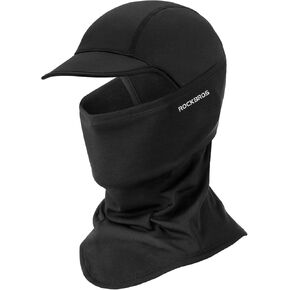 ROCKBROS Balaclava Ski Mask, Thermal Full Face Mask with Brim, Neck Warmer for Cold Weather, Windproof Face Cover Under Helmet Wear, Head Mask for Cycling, Skiing Black