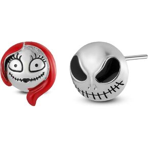 Bolenvi Mismatched Jack Skull Head Stud Earrings - 925 Sterling Silver Posts - Dainty Studs for Women - Jewelry Gift for Christmas