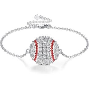 YFN Baseball Gifts for Women Sterling Silver Baseball Bracelet Baseball Jewelry For Baseball Coaches