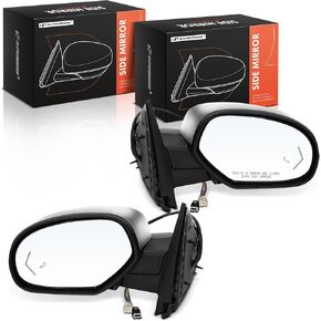 A-Premium Pair (2) Driver and Passenger Side Power Door Mirror - Compatible with Chevy Tahoe, Suburban 1500 2500 & GMC Yukon, Yukon XL 1500 2500 - Heated Power Folding Chrome w/Blind Spot Detection