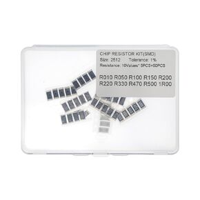 10 Values x 5 Pieces, Total 50 Pieces, 2512 1% SMD Surface Mount Thick Film Chip Alloy Precision Resistor Kit