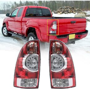 LED Tail Light Assembly Fit for 2005-2015 Toyota Tacoma, Rear Brake Light Left Driver and Right Passenger Side Tail Lamp with Harness and Bulbs 8156004160 8155004160