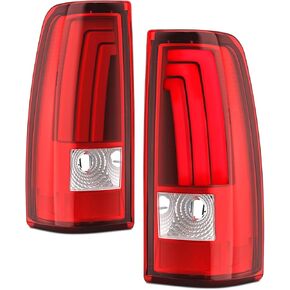 Tail Lights Assembly Compatible with 2003 2004 2005 2006 Chevy Silverado Pair Replacement 3 strips LED RED Rear Lamp Assembly