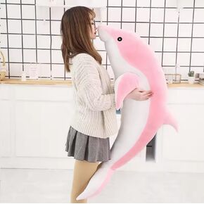 GracesDawn Dolphin Filled Animal Plush Pillow, Super Soft Doll, Large Marine Animal Plush Toy, Suitable as a Sleeping mat Gift for Boys and girls39 inches Long (Grey)