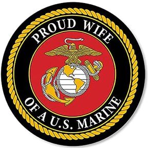 Round Proud Wife of A US Marine Sticker (Married Vinyl Decal United States Corps Logo (3 inch) USMC Licensed