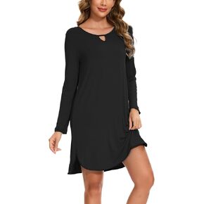 Bamboo Viscose Women's Sleepwear Long Sleeve Crew Neck Nightgown