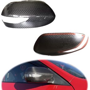غطاء مرآة من ألياف الكربون لسيارة Subaru WRX STI/WRX 2008-2014 USDM مع مؤشر الضوء الوامض إصدار ضوء الإشارة المزخرف، طلاء شفاف مقاوم للأشعة فوق البنفسجية (2 قطعة/زوج)