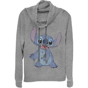 Disney Lilo Sketchy Stitch Women's Long Sleeve Cowl Neck Pullover