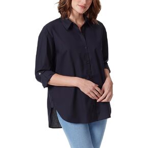 Gloria Vanderbilt Women's Amanda Oversized Button Down Shirt with Roll-tab Sleeves, Midnight Affair