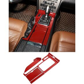Center Console Gear Shift Panel Cover Fit for Ford Mustang 2010 2011 2012 2013 2014 Interior Trim Accessories Gear Shift Cup Holder Cover Sticker Kit, Red