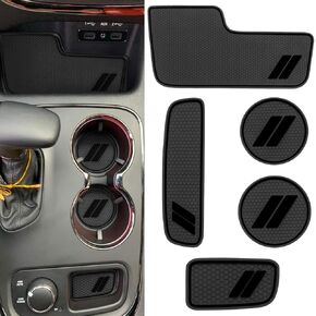 Cup Holder Inserts for Dodge Durango Accessories 2021 2022 2023 2024 2025 Center Console Mat Custom Fit Silicone Cup Liners Pads Interior Decoration (5pcs/Set, Red)