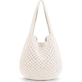 hatisan Women's Crochet Tote Bags Large Crochet Bag Tote bag Aesthetic Knit Bag Shoulder Handbags