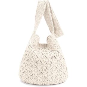 hatisan Women's Crochet Tote Bags Large Crochet Bag Tote bag Aesthetic Knit Bag Shoulder Handbags