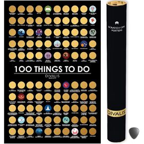 100 Things to Do Bucket List Scratch off Poster - Best Things to Do Scratchable Poster - Motivational Scratch off Poster - Archievements Checklist
