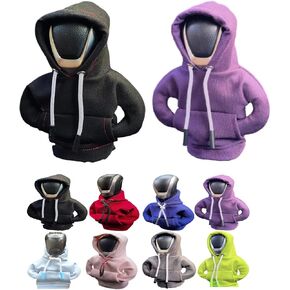 2023 Fashion 2Pcs Car Gear Shift Cover Hoodie Car Gear Shift Cover, Automotive Interior Accessories Shift Knobs Fashionable Hooded Shirt Car Shifter Knobs Cover Trim,8 Colors (Black+Grey)