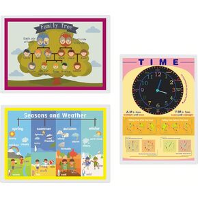 Emotions,Food,Transportation poster for Toddlers and Kids | English Teaching Aid Tool| Handy Wall English Charts Reference for Students| Educational Posters Great for School Classroom Décor(11x17in)