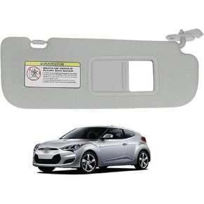 Right Passenger Side Sun Visor Sun Shade RH with Mirror Gray Compatible with Hyundai Veloster 2012-2015 Replace 85210-2V140-TX