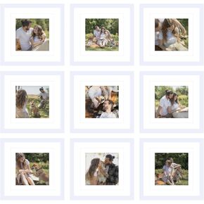 9 Pack 12x12 Picture Frame Gallery Wall Frame Set for 8x8 or 10x10 with 2 Mat or 12x12 Without Mat, Square Collage Wall Decor Photo Frames Bulk Set of 9 for Wall Hanging, Black