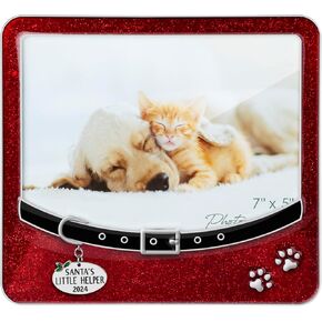 LARAINE Picture Photo Frame 5x7 Metal Dog High Definition Glass Display Pictures for Table Top Home Decorative Christmas Holiday Gift (Red5x7 (2024))