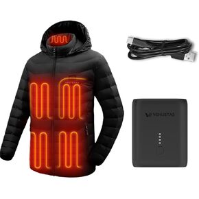 Venustas Dual Control Heated Jacket for Women and Men (Black, X-Large) and an Extra 7.4V Ultra-Compact Battery