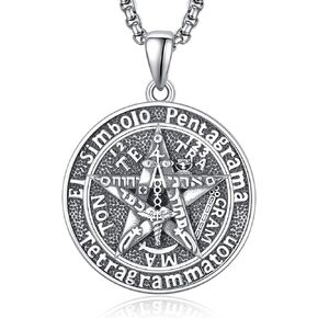 Tetragrammaton Necklace for Men Sterling Silver Pentagram Necklace Pentacle Necklace Tetragrammaton de Plata 925 Tetragrammaton Pendant Jewelry Gifts for Men