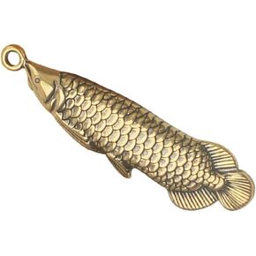 Wakauto 1pc Fish Charms for Jewelry Making Antiqued Chinese Fish Charm Animal Keychains Brass Decorations Fish Pendants for DIY Craft Summer Bracelet Necklace Earring