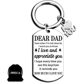 Stocking Stuffers for Dad Appreciate Dad Keychain from Daughter Son Dad Gifts for Christmas Unique Fathers Day Birthday Keepsake Gifts for Step Dad Father Gifts for First Time Dad